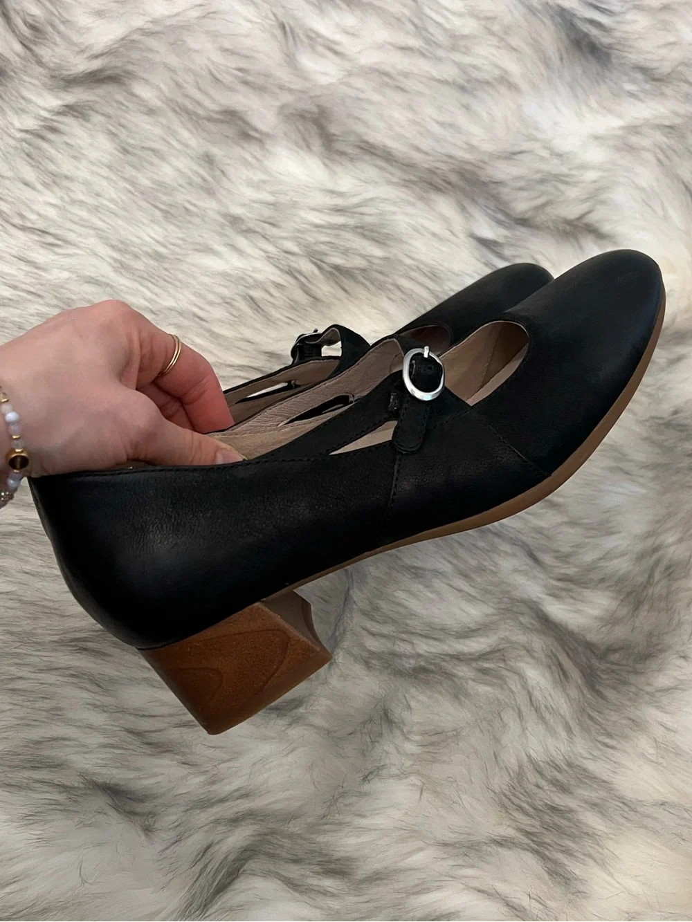 Dansko black leather Mary Jane wooden block heels coquette academia comfort - Picture 2 of 7